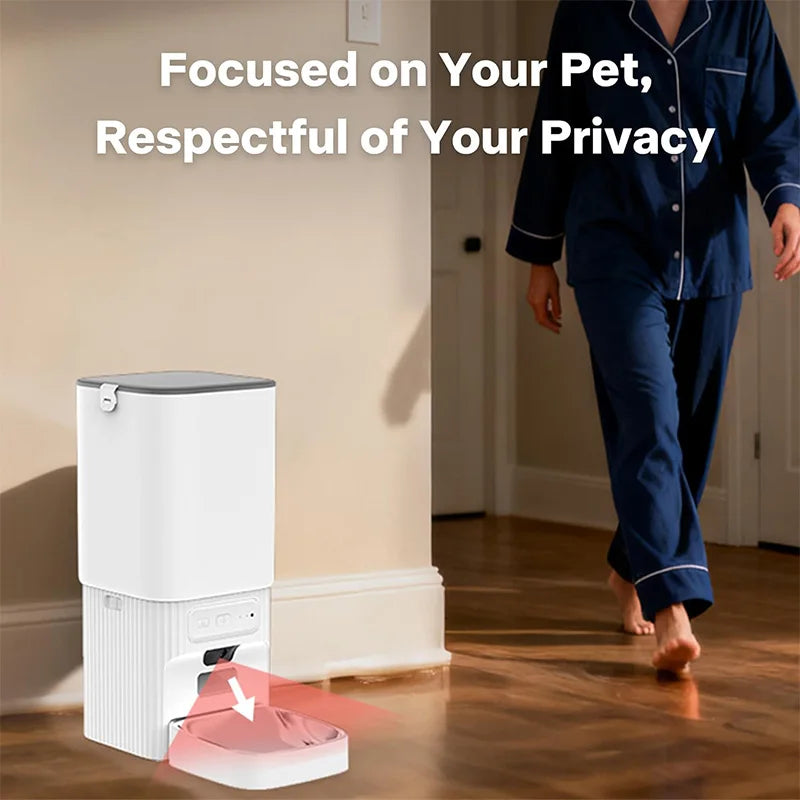 7L Smart Automatic Pet Feeder with HD Camera Double Bowls WiFi Intelligent Cat Dog Food Dispenser with Tuya App Control Remote Monitoring Two-Way Audio Voice Recorder Timer Auto Feeding for Multi Pets